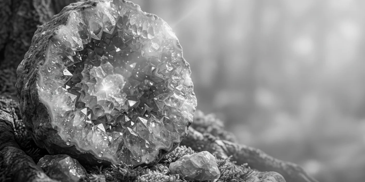 CoreTypes: a black and white crystal geode, symbolizing the revealed structure within