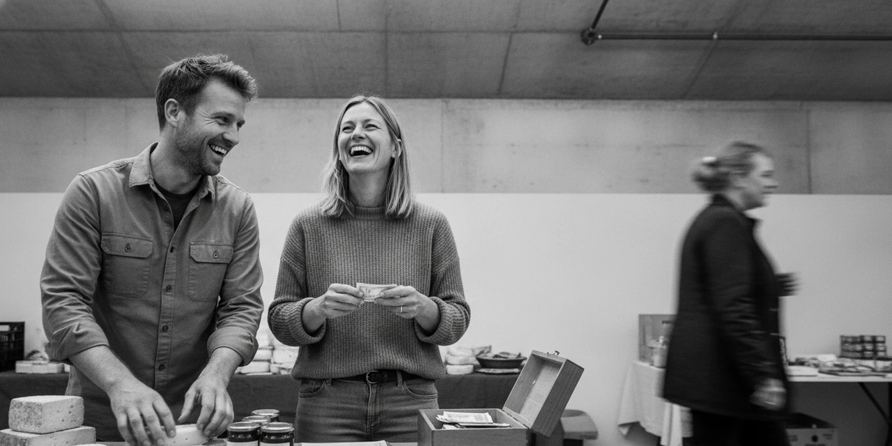 ESFP and ENFP compatibility: running a market stall together, easy rapport built on shared values