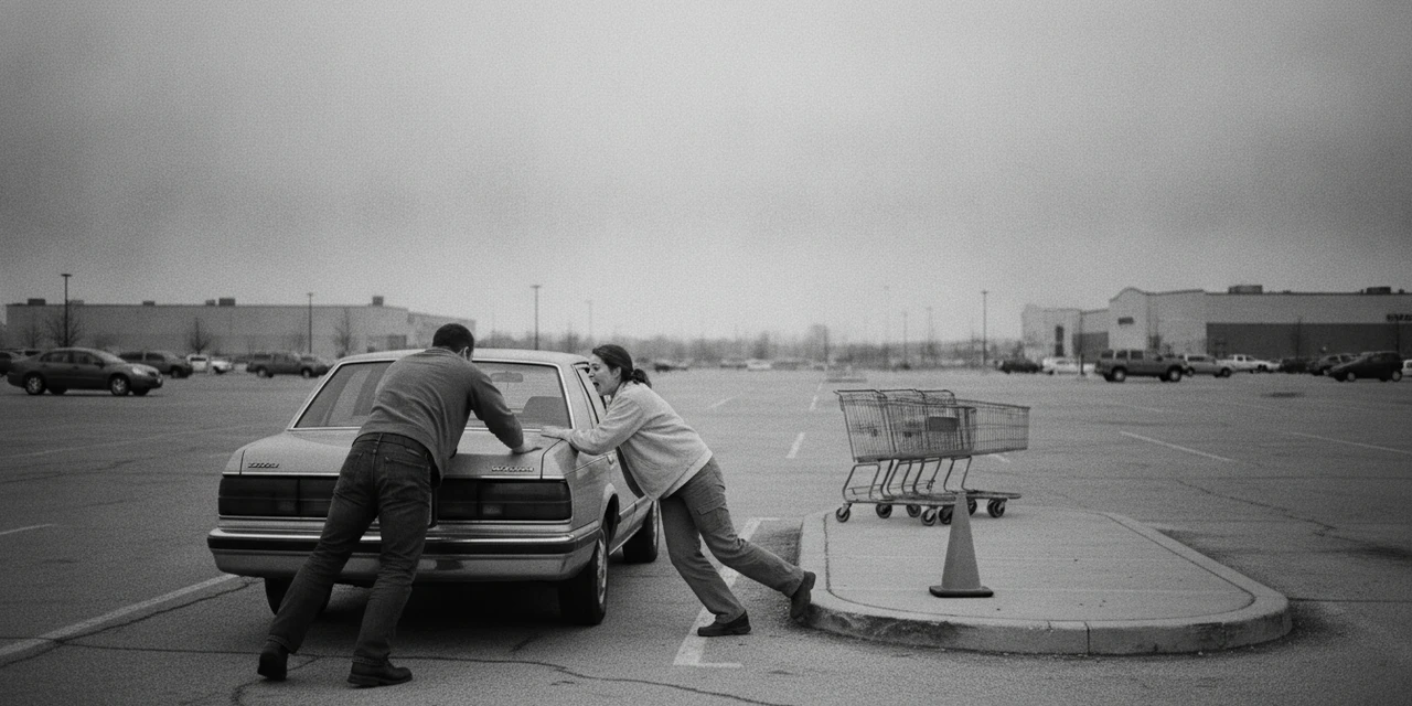 ESFP and ENTJ compatibility: both hands pushing a stalled car together, one drives forward, one angles the push