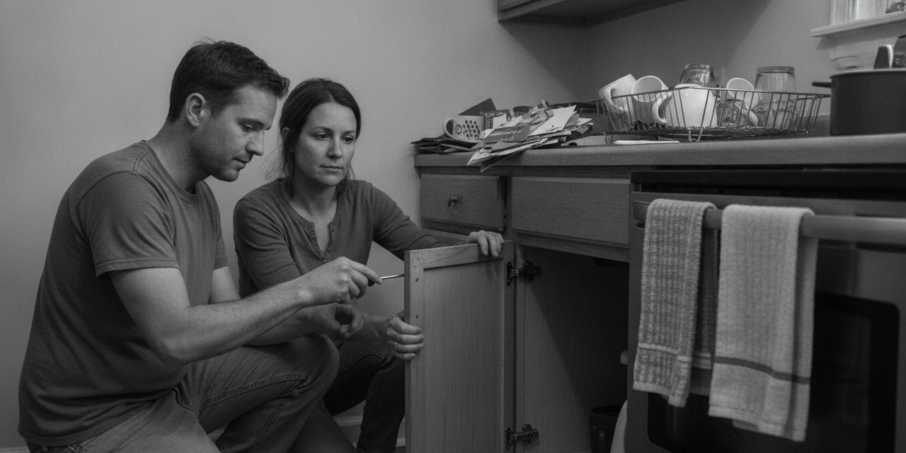 ESTP and ESFJ compatibility: he fixes the cabinet hinge while she holds the door steady beside him