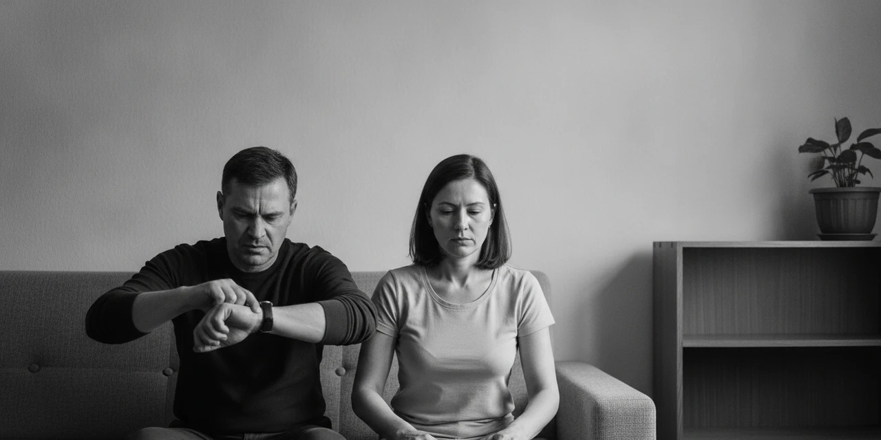 ISTJ and INFJ compatibility: sitting side by side on a couch, both looking down after an ordinary remark landed wrong